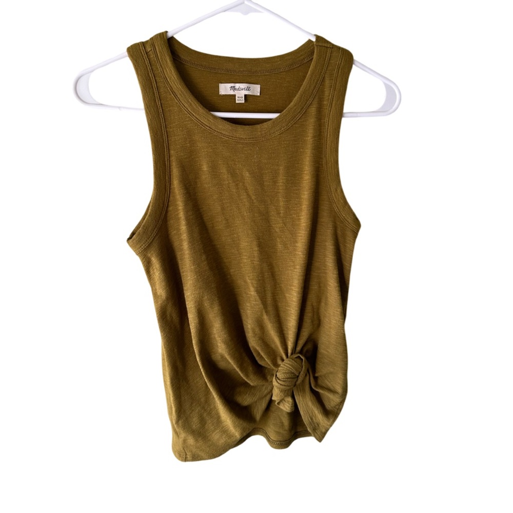 Madewell Audio Knot Front Tank in Green